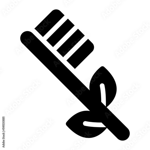 Eco friendly bamboo toothbrush glyph icon for sustainable living