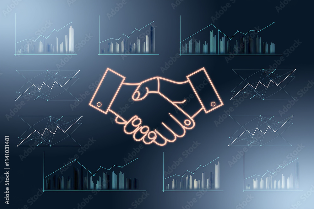 Fototapeta premium A handshake image shows the confirmation of a business idea, an agreement towards a smarter and a better future