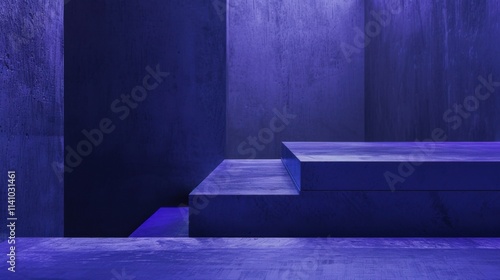 Minimalistic abstraction, modern minimalism. Geometry background in dark deep blue purple colors.