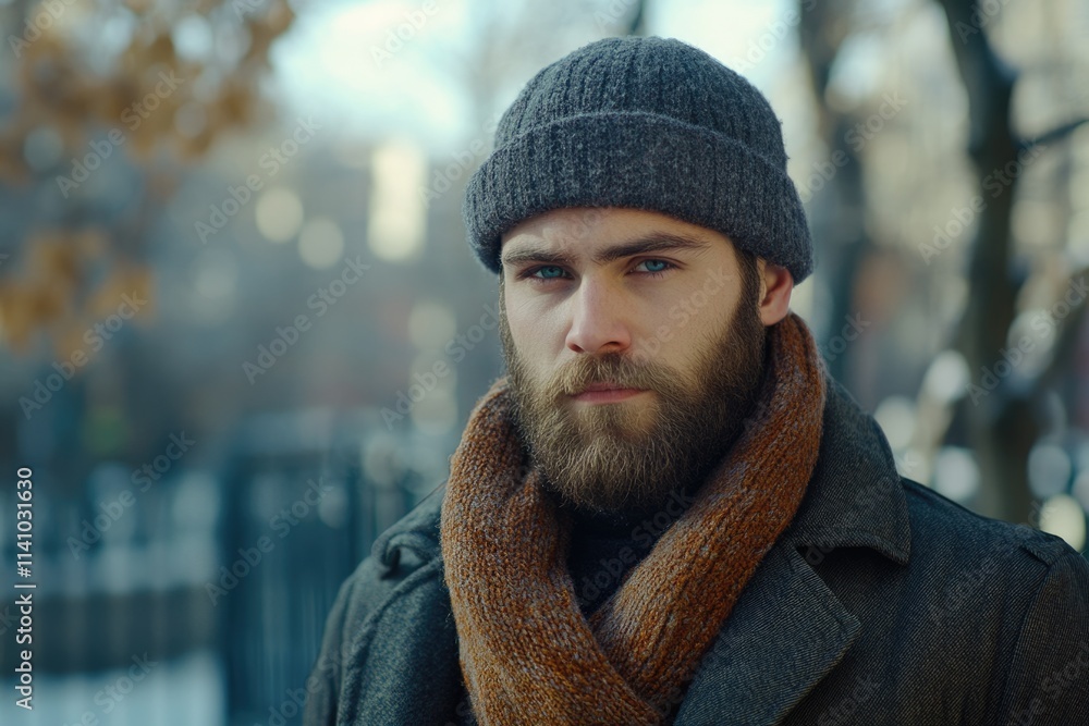Stylish bearded man in winter fashion. Stylish bearded man in winter fashion.