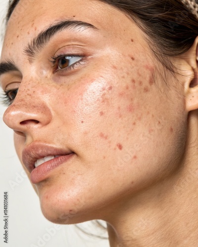Close-Up of Woman’s Face with Post-Inflammatory Hyperpigmentation