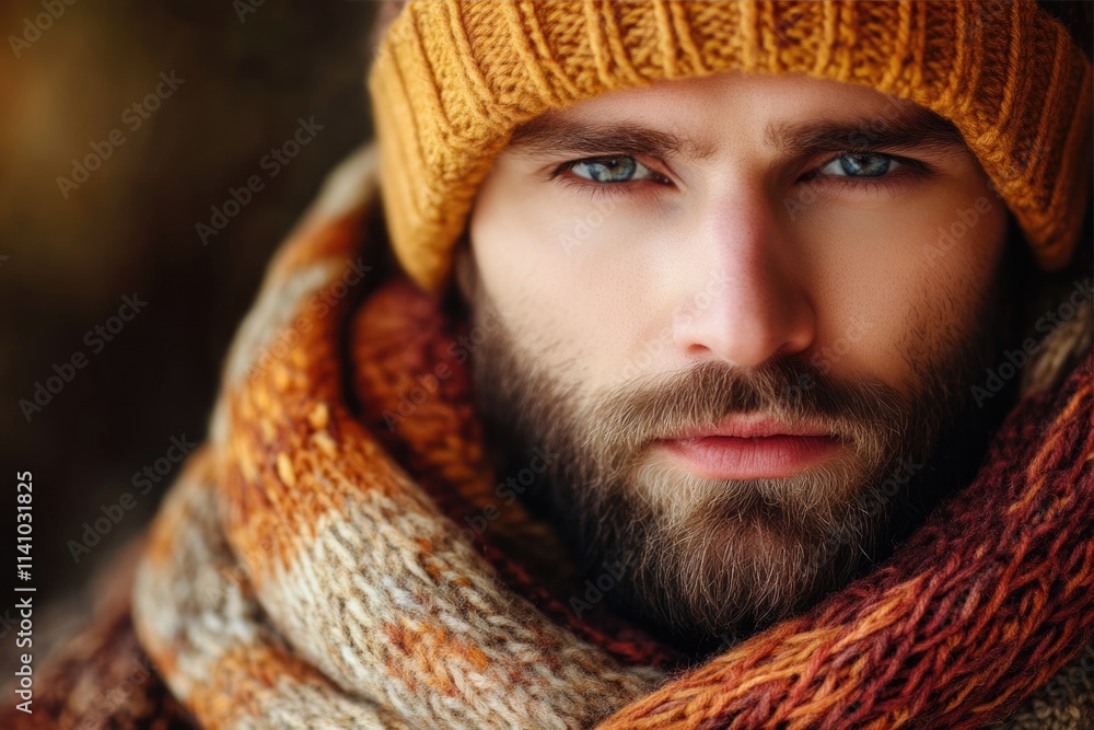 Handsome man in stylish winter attire with copy space. Handsome man in stylish winter attire with copy space.