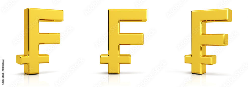 Obraz premium Golden French Franc Symbols