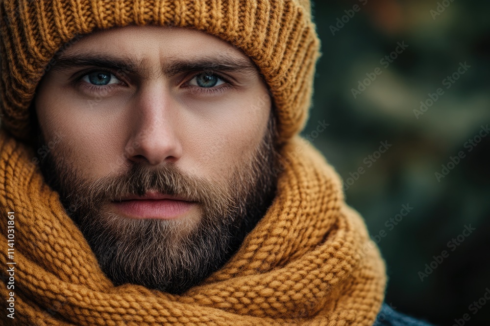 Handsome man in stylish winter attire with copy space. Handsome man in stylish winter attire with copy space.