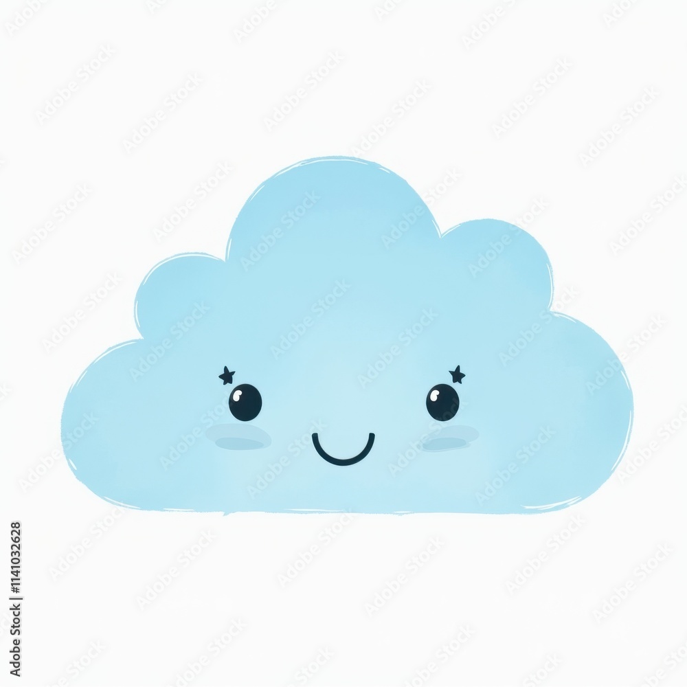 Simple and Cute Blue Cloud Vector Illustration Simple and Cute Blue Cloud Vector Illustration