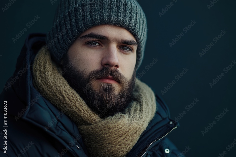 Stylish bearded man in winter attire. Stylish bearded man in winter attire.