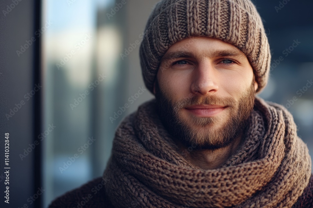 Stylish man in hat and scarf for fall and winter. Stylish man in hat and scarf for fall and winter.