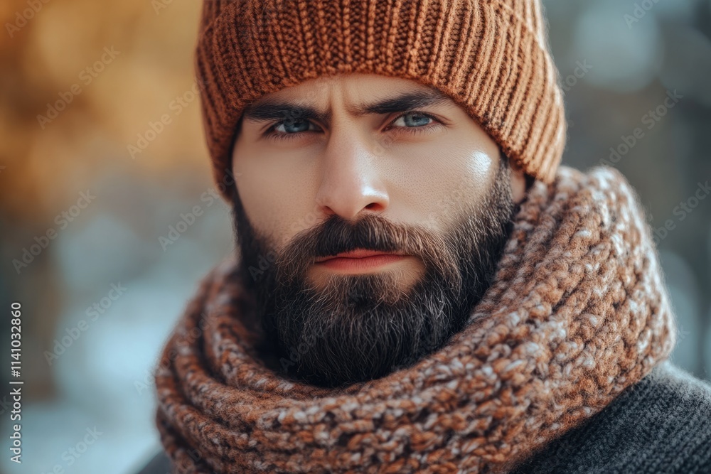 Stylish man in hat and scarf for fall and winter. Stylish man in hat and scarf for fall and winter.