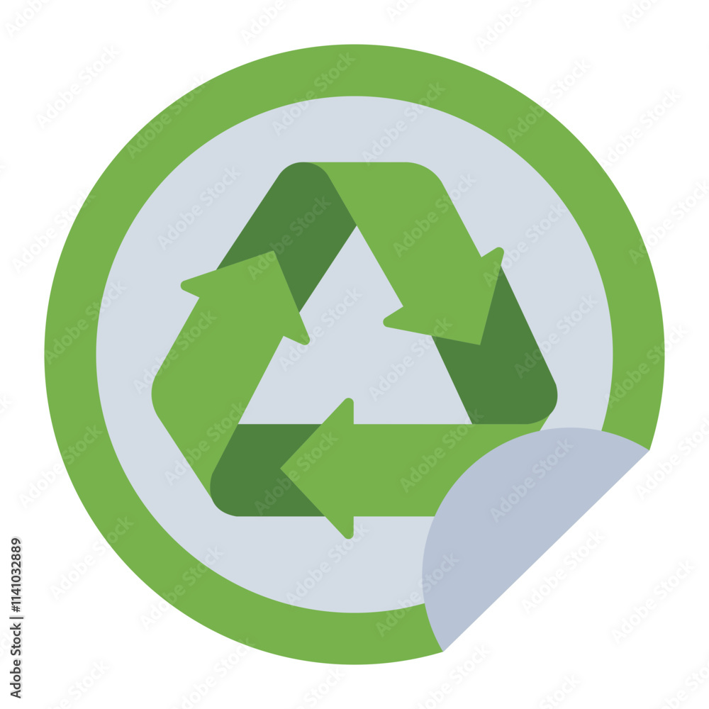Recycle badge flat icon for sustainability awareness Recycle badge flat icon for sustainability awareness
