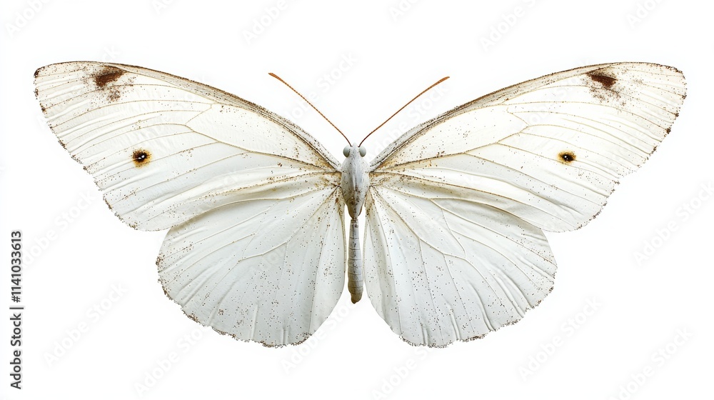 An Elegant White Butterfly Displayed on a Soft and White Background for Artistic Appeal An Elegant White Butterfly Displayed on a Soft and White Background for Artistic Appeal
