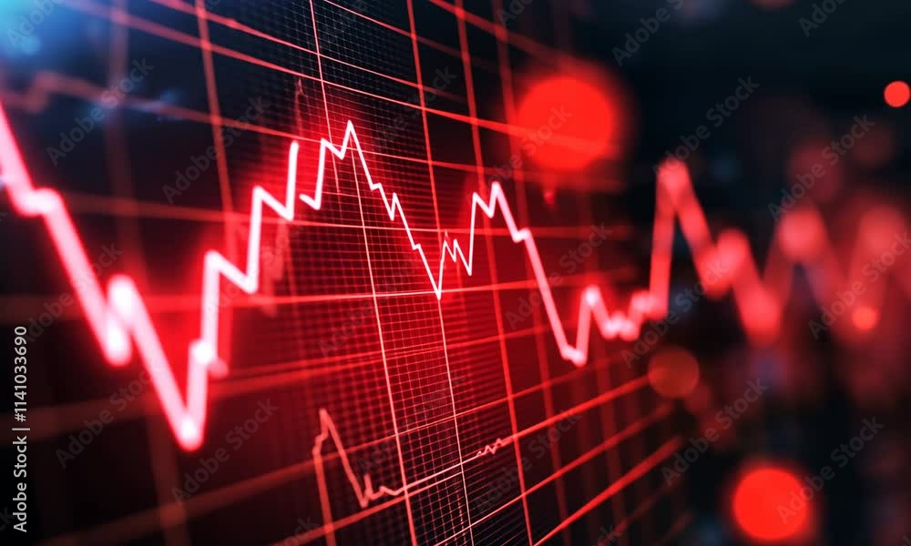 Red digital stock market crash graph. Red digital stock market crash graph.