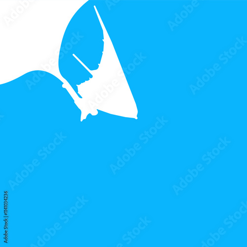 Isometric view of a hang glider descending, soaring thermal updrafts, harnessed below the wing, on white.






