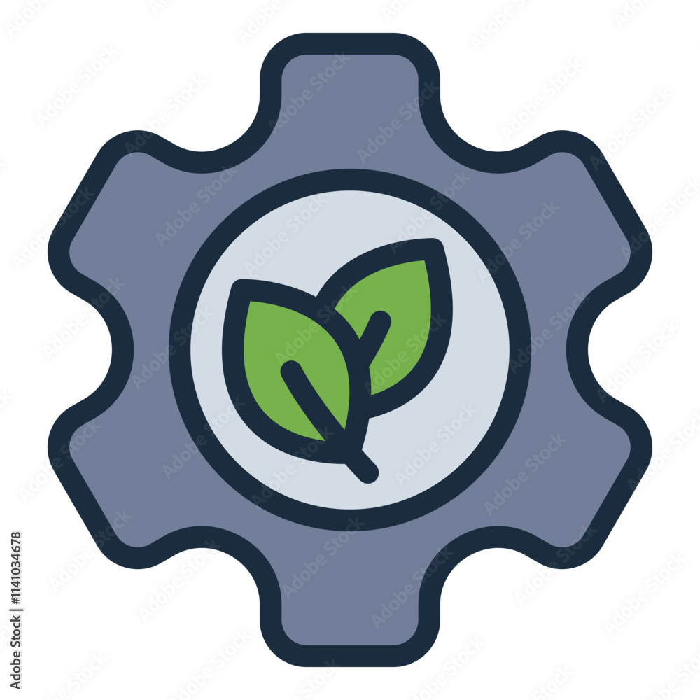 Eco gear filled line icon designed for sustainability and green living Eco gear filled line icon designed for sustainability and green living