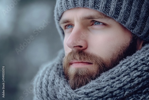 Stylish man in winter knitwear and fashion outfit. photo