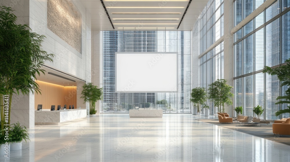 Fototapeta premium Modern Corporate Lobby with City View