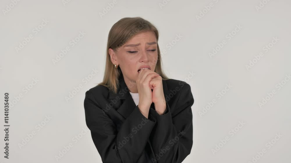 Portrait of Businesswoman Feeling Scared on white Background Portrait of Businesswoman Feeling Scared on white Background