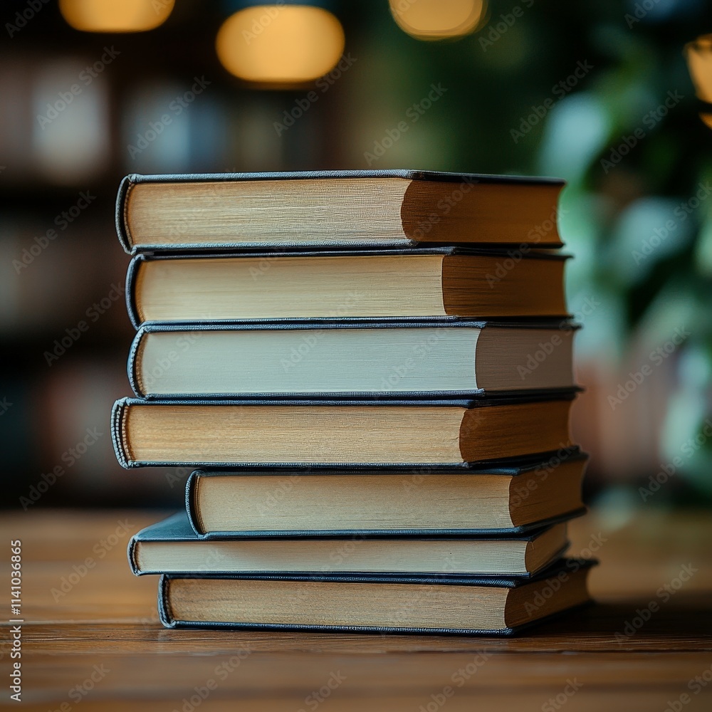 Stack of Books in a Library Background Stack of Books in a Library Background