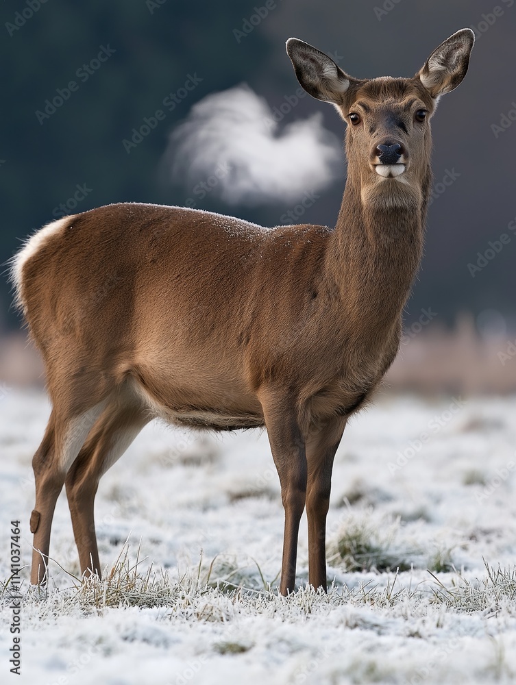 Deer grazing in winter landscape nature photography snowy environment Deer grazing in winter landscape nature photography snowy environment