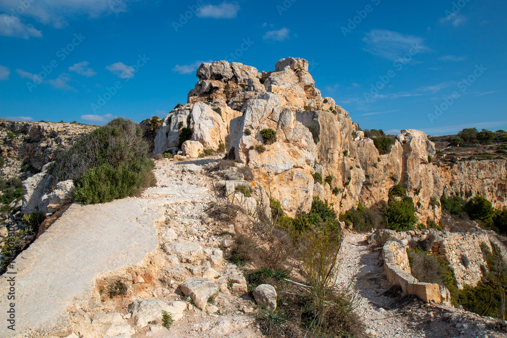 Dingli rock formation near Dingli Cliffs Tramuntana Northern Republic of Malta