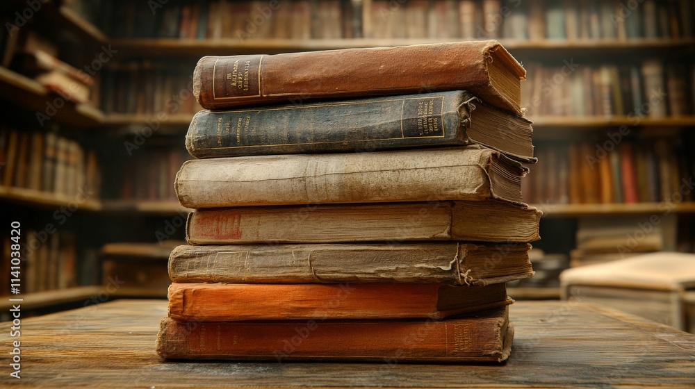 Stack of Books in a Library Background Stack of Books in a Library Background