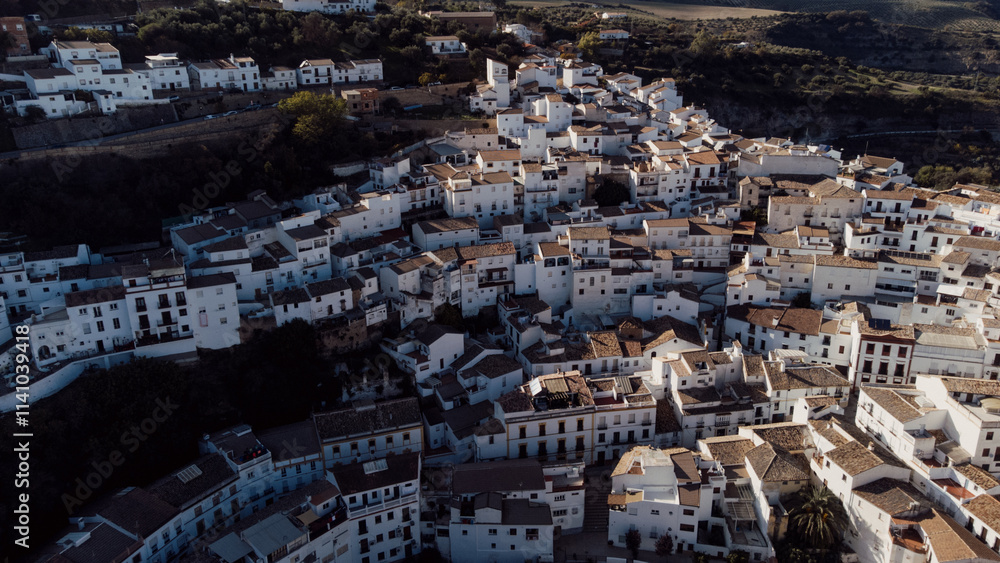 Aerial image of city Setenil de las Bodegas in Andalusia region, Spain Aerial image of city Setenil de las Bodegas in Andalusia region, Spain