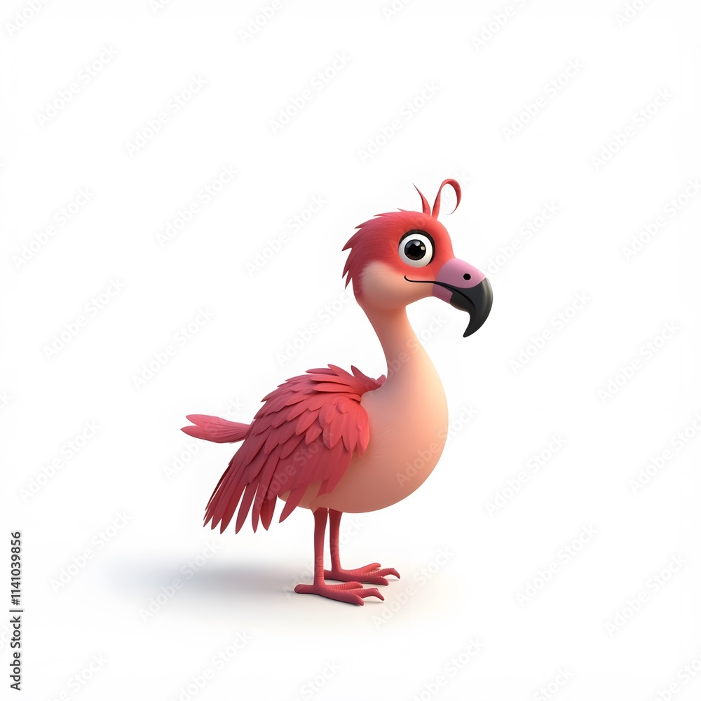 Fototapeta premium Elegant Flamingo Clipart Isolated on White Background