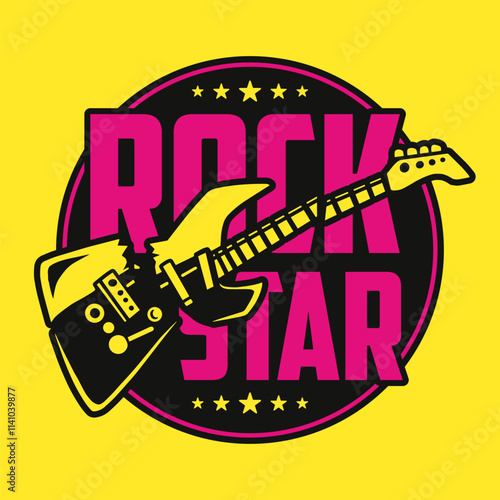 Electric guitar design with bold rockstar theme