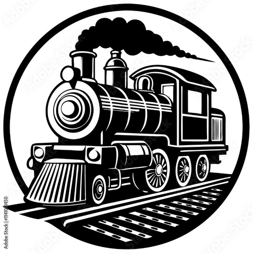 Vintage Steam Engine Locomotive in a Circle 