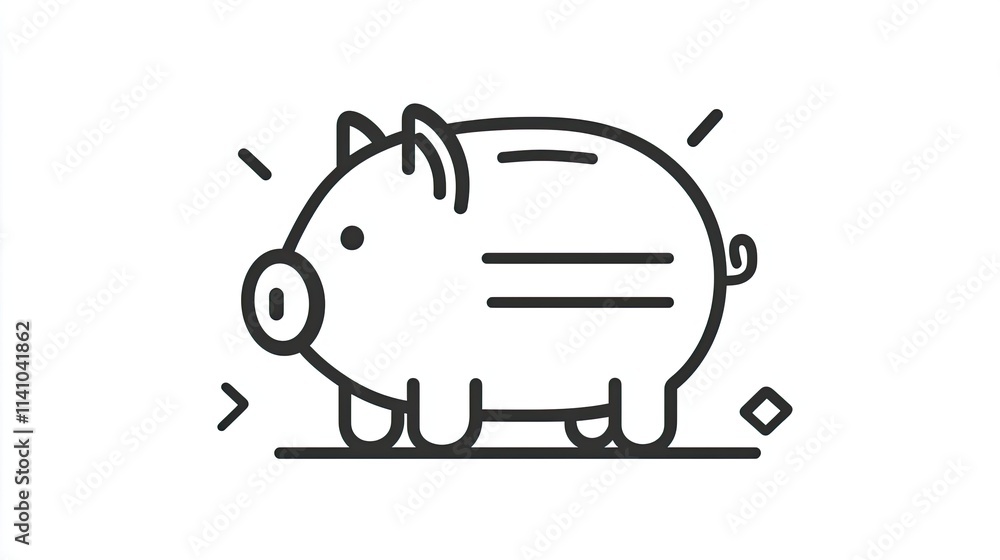 A simple line drawing of a piggy bank, symbolizing savings and financial planning. A simple line drawing of a piggy bank, symbolizing savings and financial planning.