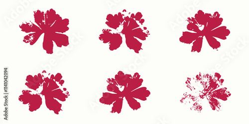 Natural flowers imprint, Grunge style, Vector, Isolated, Decorative elements for design