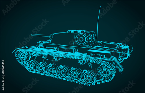WW II medium tank blueprint