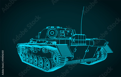 WW II medium tank sketch