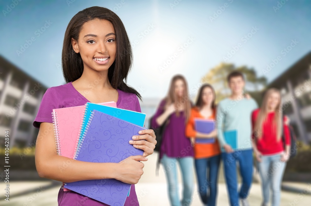 Portrait of confident college student life. Portrait of confident college student life.