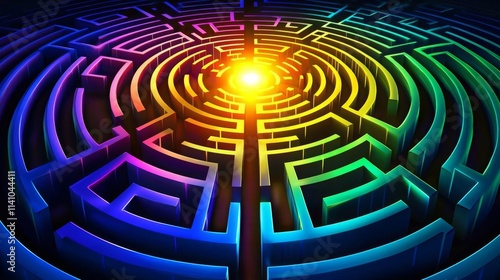 Wallpaper Mural Personality Development Psychology Colorful maze design with vibrant center light for creative concepts. Torontodigital.ca