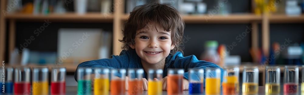 Excited Child Scientist Exploring Chemistry Excited Child Scientist Exploring Chemistry