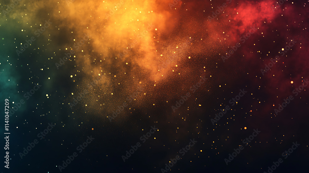 Naklejka premium Colorful dust powder particles explosion, on black background for overlay