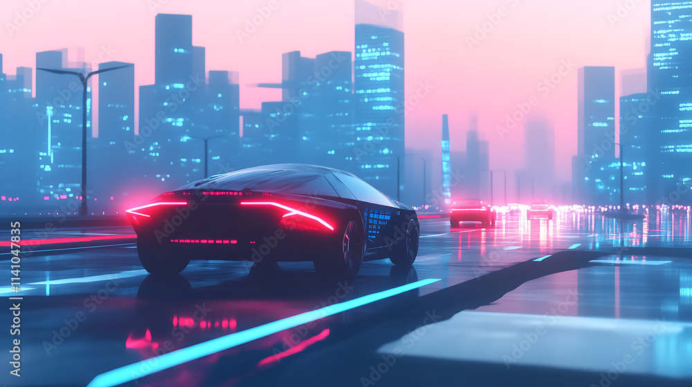 Concept of autonomous car sensor system for driverless-mode car control, future adaptive cruise control capable of sensing nearby vehicles and pedestrians, smart transportation technology Concept of autonomous car sensor system for driverless-mode car control, future adaptive cruise control capable of sensing nearby vehicles and pedestrians, smart transportation technology