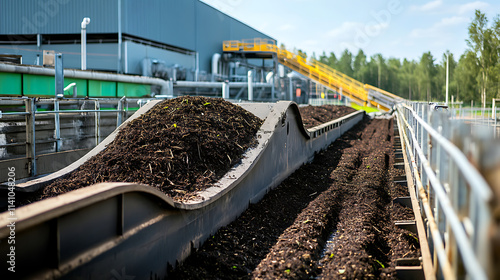 Conveyor system transports biomass to pyrolysis reactor for biochar production photo