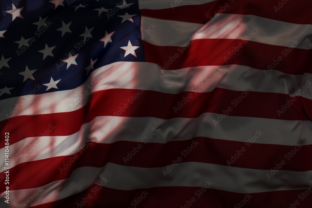 Obraz premium American flag and glitter fireworks bokeh background