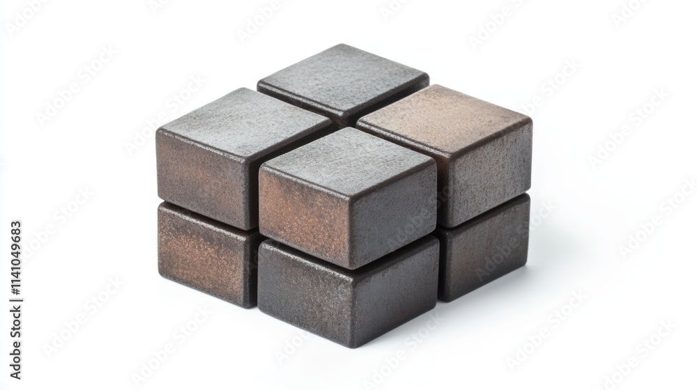 A mesmerizing arrangement of metallic cubes. This unique design symbolizes balance and creativity. Perfect for artistic displays or modern decor. Generative AI A mesmerizing arrangement of metallic cubes. This unique design symbolizes balance and creativity. Perfect for artistic displays or modern decor. Generative AI