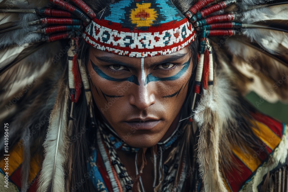 Portrait of american indian in national dress Portrait of american indian in national dress Portrait of american indian in national dress Portrait of american indian in national dress
