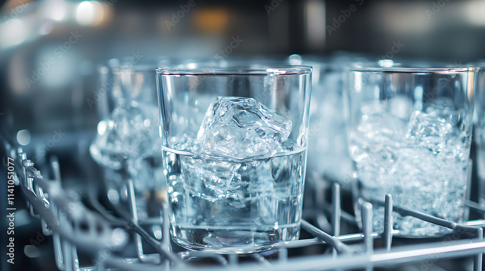 Drink glasses that have been cleaned in a dishwasher Drink glasses that have been cleaned in a dishwasher