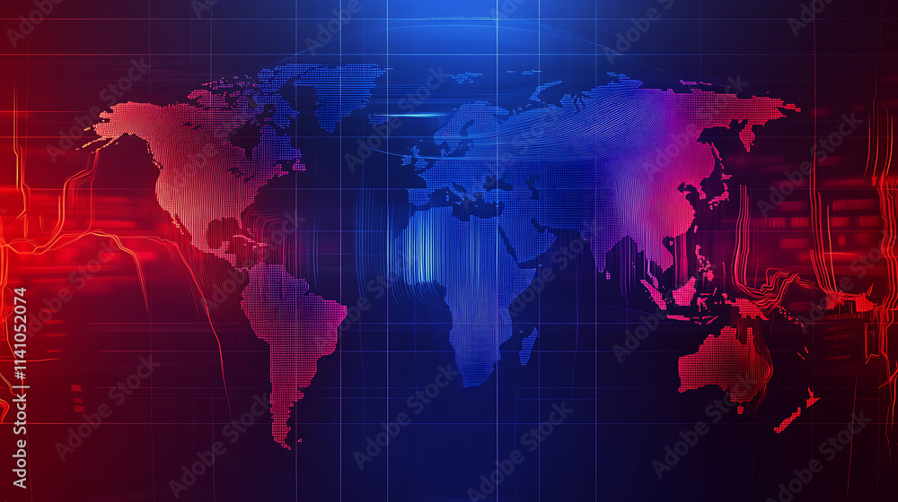 Obraz premium Earthquake concept background, digital data on world map, emergency management