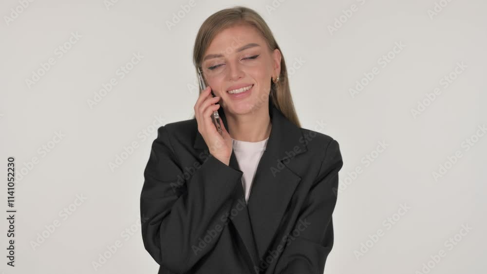 Portrait of Businesswoman Talking on phone on White Background Portrait of Businesswoman Talking on phone on White Background