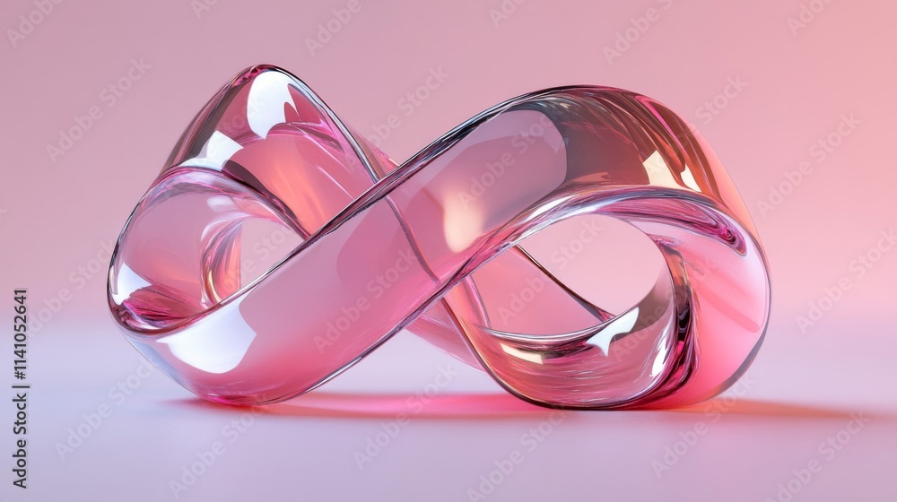 Pink Glass Sculpture Infinite Loop Design Pink Glass Sculpture Infinite Loop Design