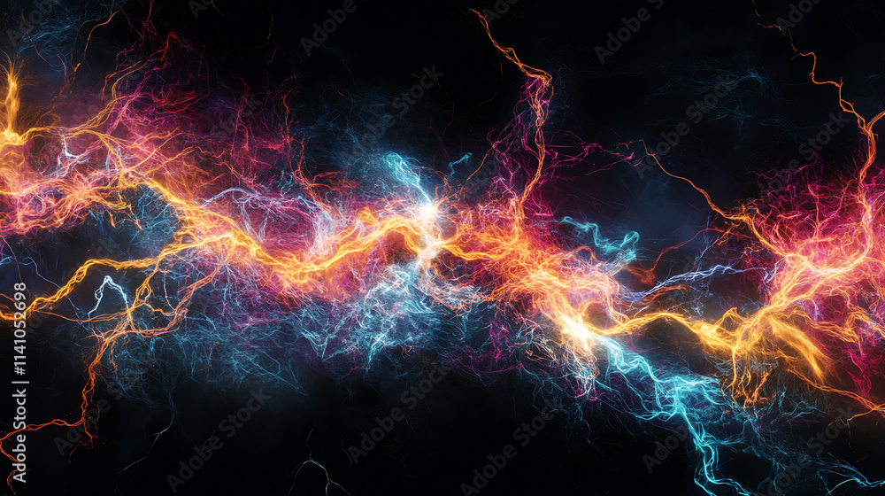 Electric thunder lightning bolts branching out in multiple directions against dark background dynamic natural electrical storm Electric thunder lightning bolts branching out in multiple directions against dark background dynamic natural electrical storm
