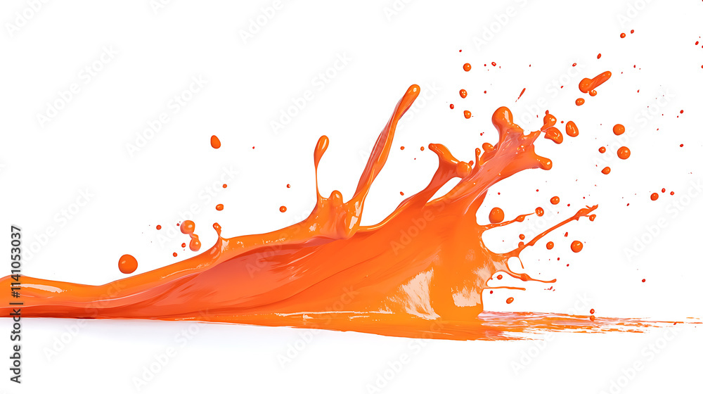 Abstract paint splash, orange acrylic paint, dynamic and natural brush strokes, grunge style, isolated on white background Abstract paint splash, orange acrylic paint, dynamic and natural brush strokes, grunge style, isolated on white background