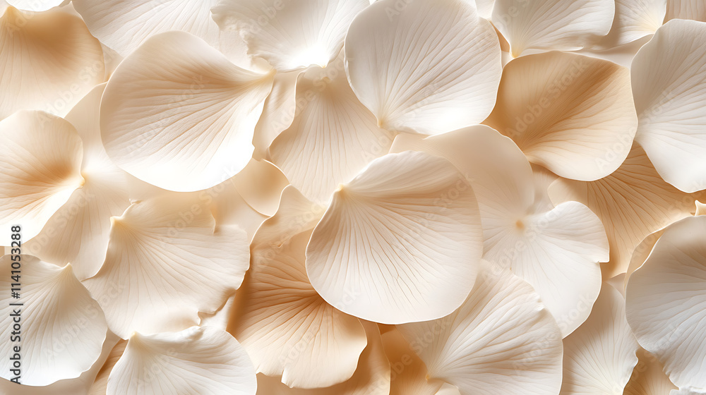 Elegant petals in soft beige and cream, creating an ethereal floral background with a touch of luxury Elegant petals in soft beige and cream, creating an ethereal floral background with a touch of luxury
