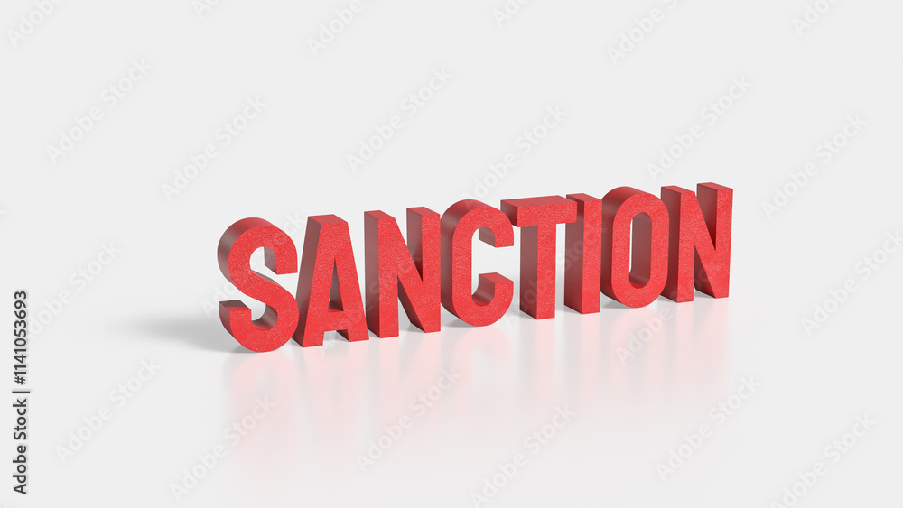 The sanction red text on white background 3d rendering. The sanction red text on white background 3d rendering.
