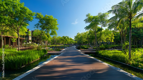 Wallpaper Mural Florida Coastal Park with mangrove forests and wooden boardwalks, serene tropical escape Torontodigital.ca